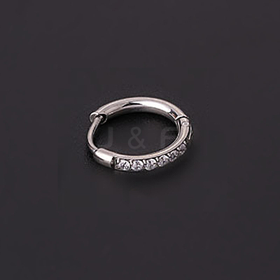 316 Stainless Steel Micro Pave Clear Cubic Zirconia Hoop Cartilage Earrings WG9FB89-06-1
