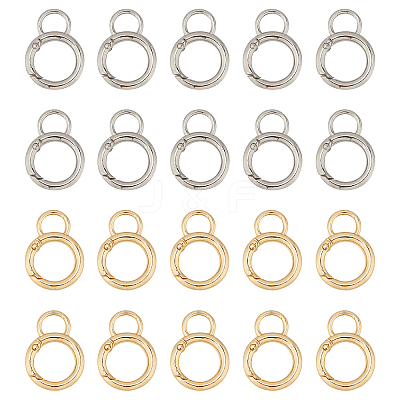 20Pcs 2 Colors Alloy Spring Gate Ring KEYC-NB0001-16-1