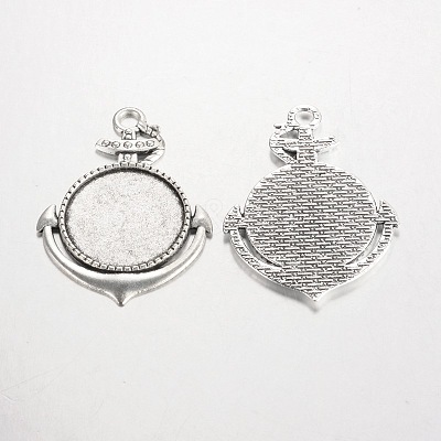 Anchor Tibetan Style Alloy Big Pendant Cabochon Bezel Settings LS-PALLOY-K109-18AS-RS-1