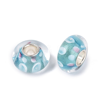 Handmade Lampwork & Brass Core European Beads LAMP-N044-10S-01-1