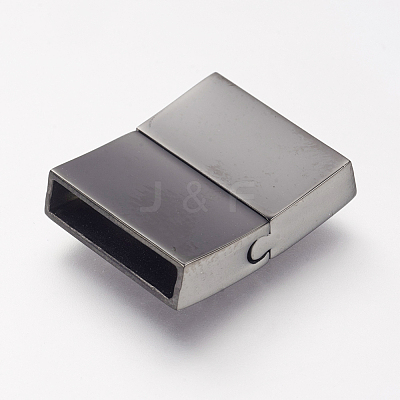 304 Stainless Steel Magnetic Clasps with Glue-in Ends STAS-I011-15B-1