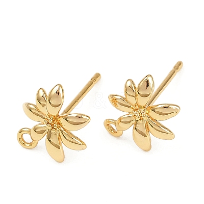 Brass Stud Earrings Findings KK-B137-13G-1