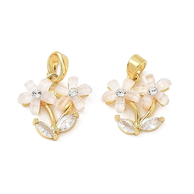 Brass Micro Pave Cubic Zirconia Charms CU-CBA8C34-01G-02-1