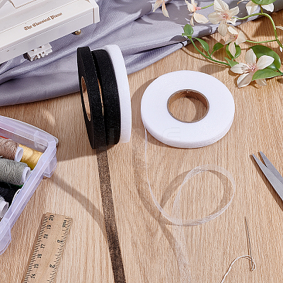 4 Rolls 2 Colors Double-sided Non Woven Fabric Fusing Tape Adhesive Hem Tape DIY-HY0002-88C-1