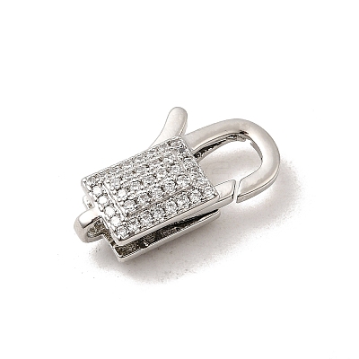 Brass Micro Pave Clear Cubic Zirconia Lobster Claw Clasps KK-A266-24A-P-1
