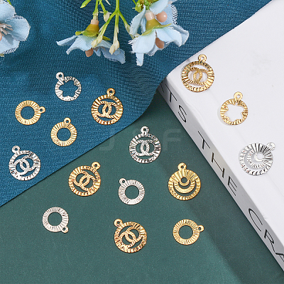 48Pcs 8 Style Rack Plating Brass Pendants KK-CA0002-42-1