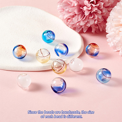10Pcs 5 Colors Transparent Handmade Blown Glass Globe Beads GLAA-PJ0001-04-1