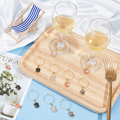 6 Sets Alloy Enamel Wine Glass Charms AJEW-HY0001-49-1