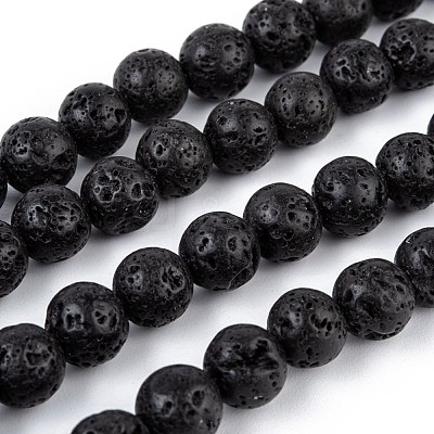 Natural Lava Rock Stone Bead Strands X-G-R193-18-8mm-1