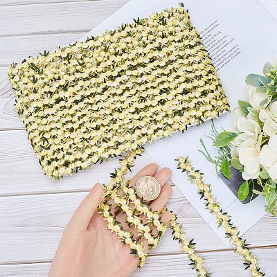 15 Yards Flower Polyester Embroidery Lace Ribbon OCOR-WH0070-77H-1