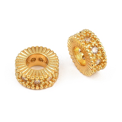 Brass Micro Pave Clear Cubic Zirconia European Beads CU-CBA6A75-13G-1