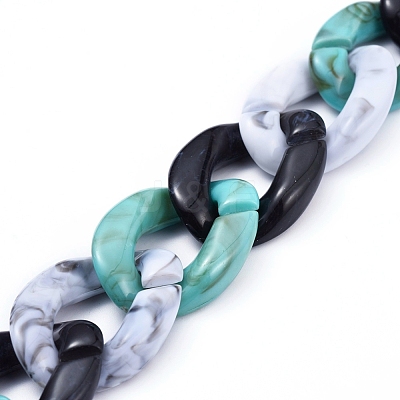 Three Tone Handmade Acrylic Curb Chain Sets AJEW-JB00601-1