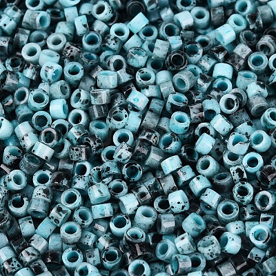 Opaque Picasso Cylinder Glass Beads SEED-Q039-06A-17-1