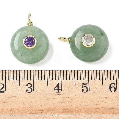 Natural Green Aventurine Flat Round Pendants G-H318-01G-08-1