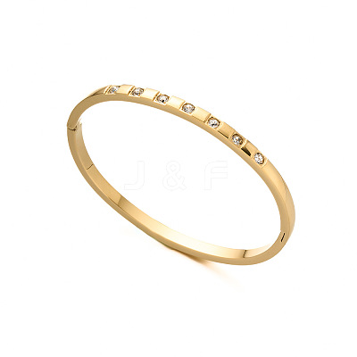 304 Stainless Steel & Crystal Rhinestone Hinged Bangles for Women WGC4C17-01-1