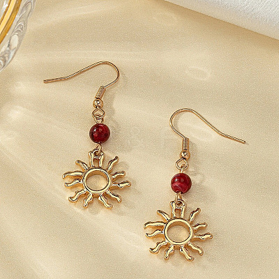 Natural Carnelian Dangle Earrings FS-WGC0479-01-1