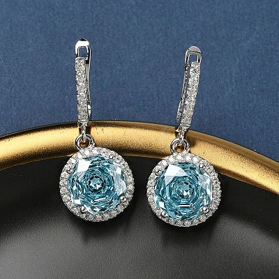 925 Sterling Silver Micro Pave Cubic Zirconia Hoop Earrings EJEW-B147-01A-03-1