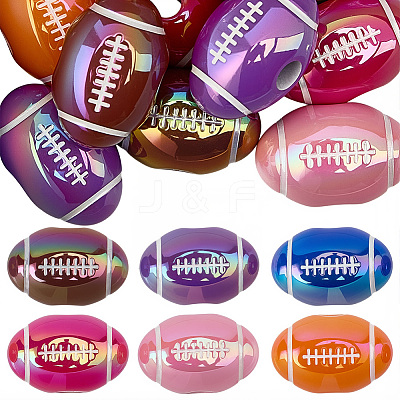 20Pcs UV Plating Opaque Acrylic Beads MACR-SC0002-73-1