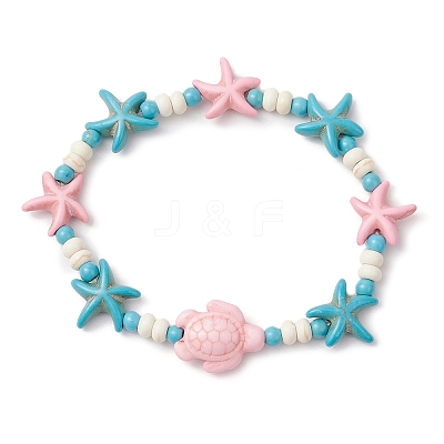 Synthetic Turquoise Beads Stretch Bracelets BJEW-JB12019-01-1