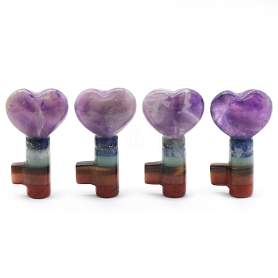 Chakra Style Assembled Natural Amethyst & Lapis Lazuli & Sodalite & Green Aventurine & Tiger Eye & Topaz Jade & Red Jasper Gemstone Decorations MATO-PW0001-013-1
