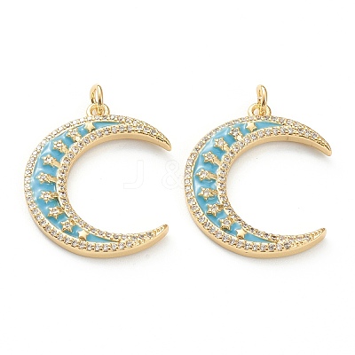 Brass Micro Pave Clear Cubic Zirconia Pendants ZIRC-P200-05B-G-1