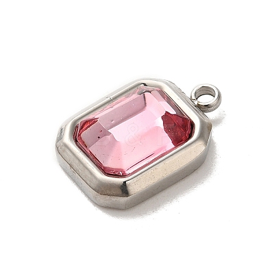 304 Stainless Steel Glass Pendants STAS-L022-062P-06-1