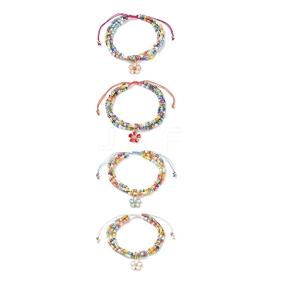 Adjustable Glass Bead Braided Beaded Bracelet BJEW-JB08951-1