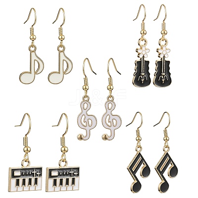Golden Alloy Enamel Dangle Earrings for Women EJEW-JE05657-1