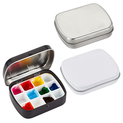 3 Sets 3 Colors Iron Watercolor Paints & Nail Polish Tins Storage Box AJEW-PH0011-08-WH-1