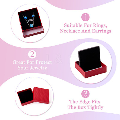 5Pcs Rhombus Textured Cardboard Jewelry Packing Boxes with Sponge Inside CBOX-TA0001-18B-1