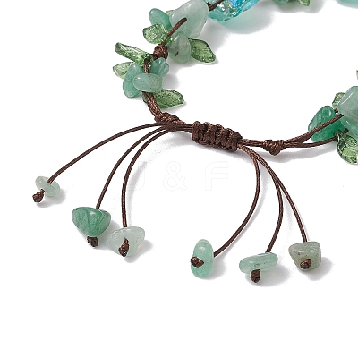 Electroplated Natural Green Aventurine Chip Bead Braided Bead Bracelets for Women BJEW-TA00610-04-1