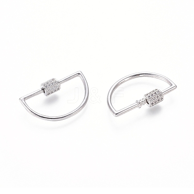 Brass Micro Pave Cubic Zirconia Screw Carabiner Lock Charms ZIRC-I031-14P-1