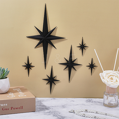 6Pcs Plastic Self Adhesive Wall Stickers DIY-WR0005-34C-1