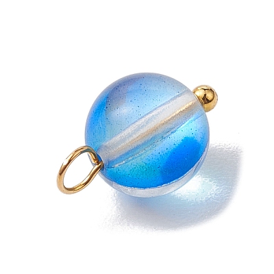 Dyed Synthetic Moonstone Round Charms PALLOY-JF02690-02-1