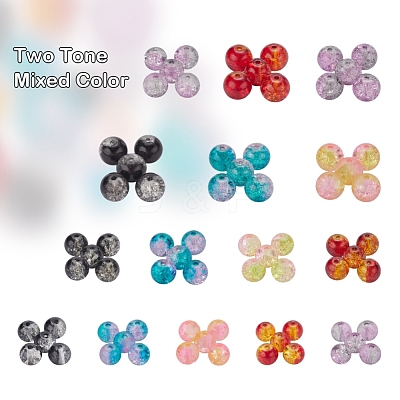 585Pcs 15 Style Spray Painted Crackle Glass Beads Strands CCG-YW0001-05-1