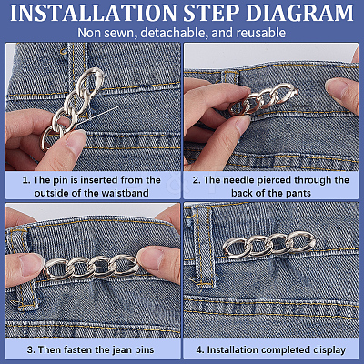 6Pcs Chain Shape Alloy Adjustable Jean Pins AJEW-GF0009-70P-1