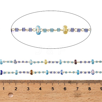 Handmade Brass Glass Beaded Chains GL-CBA1C06-05G-1