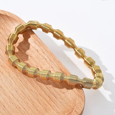 304 Stainless Steel Stretch Bangles for Women LS-BJEW-P315-02F-G-1