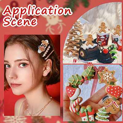 48Pcs 4 Styles Christmas Plastic Cabochons FIND-SC0011-29-1