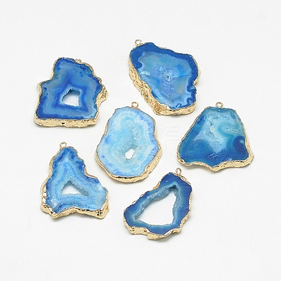 Natural Druzy Agate Slices Pendants G-Q494-65E-G-1