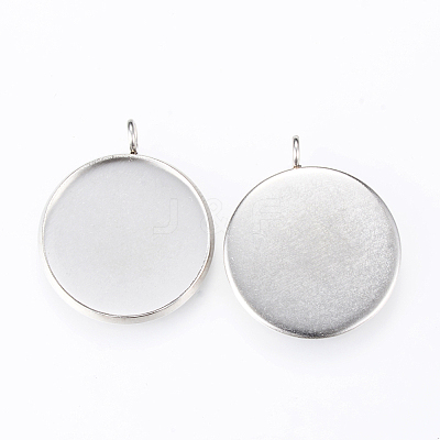 Tarnish Resistant 304 Stainless Steel Pendant Cabochon Settings X-STAS-R090-15-1