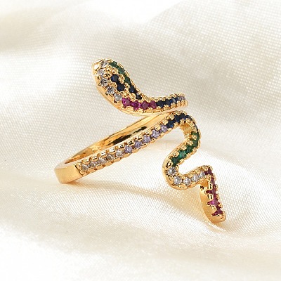 Brass Micro Pave Cubic Zirconia Cuff Rings X-RJEW-S044-049-1