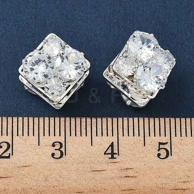 Brass Micro Pave Cubic Zirconia Beads KK-S336-07S-C-1