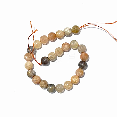 Natural Multi-Moonstone Round Beads Strands G-P088-43-8mm-1