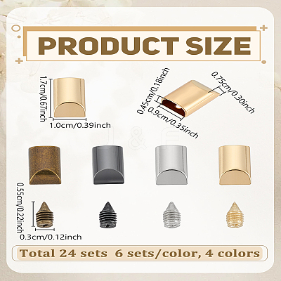 24 Sets 4 Colors Zinc Alloy Cord Ends FIND-LP0008-23-1