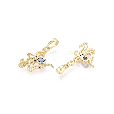 Brass Micro Pave Cubic Zirconia Pendants KK-Q073-09G-1