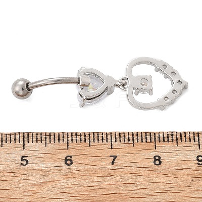 Alloy Crystal Rhinestone Dangle Curved Barbell Belly Rings AJEW-R007-04P-06-1