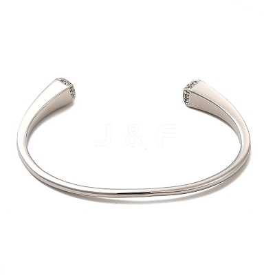 Crystal Rhinestone Simple Thin Open Cuff Bangle LS-BJEW-F443-01P-1