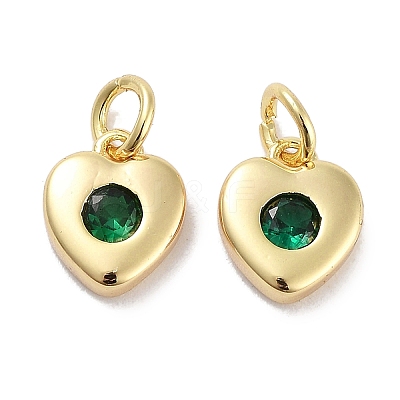 Brass Micro Pave Cubic Zirconia Charms KK-C051-07G-04-1