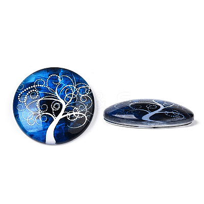 Half Round/Dome Tree Pattern Glass Flatback Cabochons for DIY Projects LS-GGLA-Q037-25mm-M28-10-1